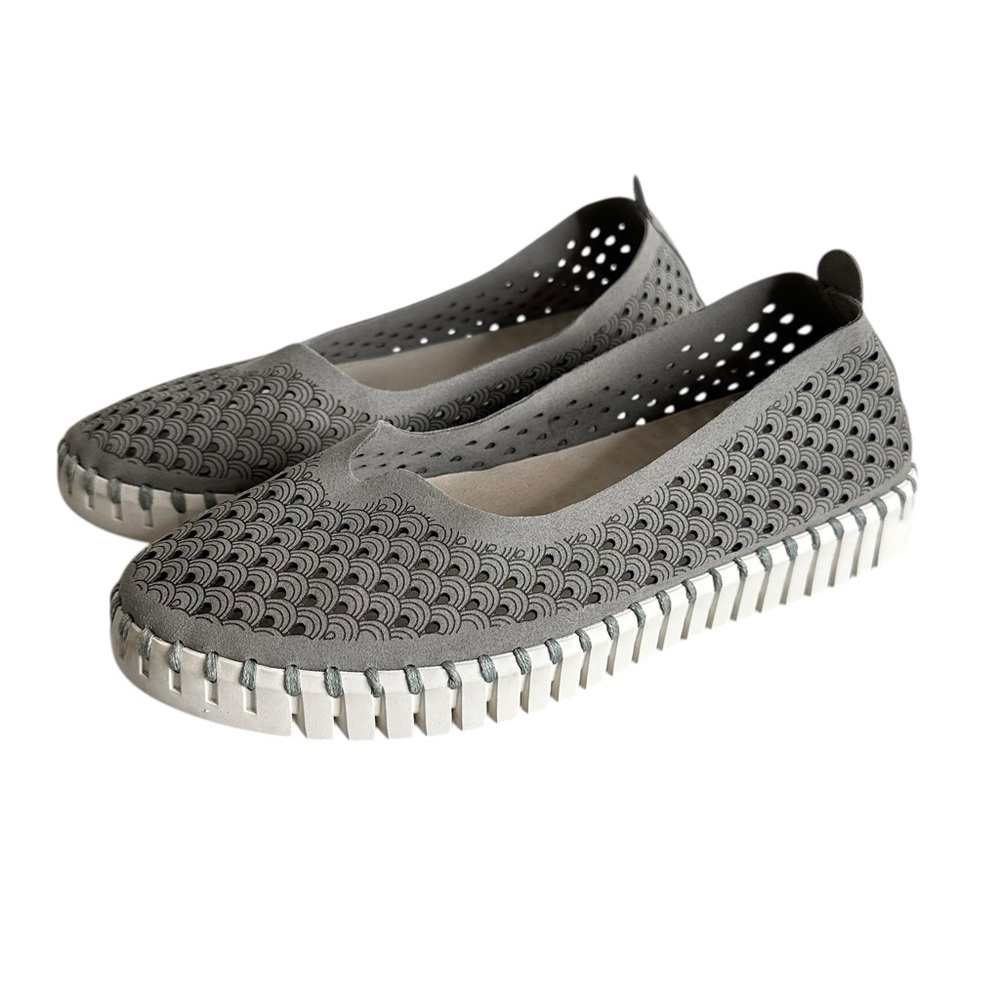 Ilse Jacobsen Womens Tulip Perforated Slip-On Sneaker Shoes Sz 38/ US 7.5-8 Gray